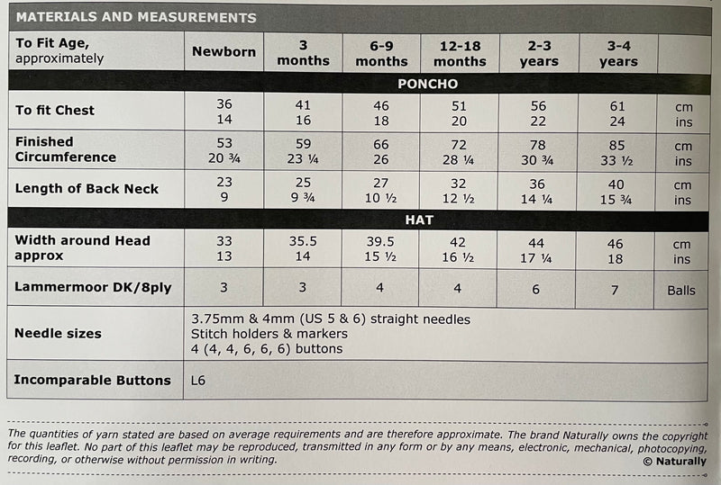 Naturally Pattern Leaflet Lammermoor DK Kids/Poncho K498