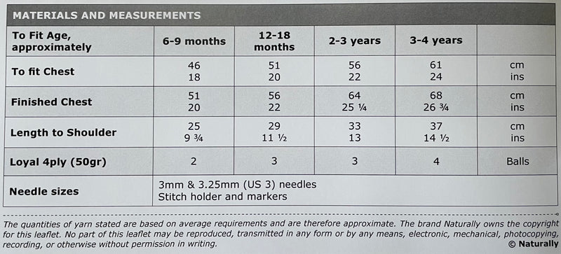 Naturally Pattern Leaflet Loyal 4ply Kids/Vest K735