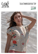 Lola Knitting Pattern - Womens Embroidered Top XS-4XL 10ply Yarn