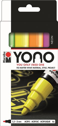 Marabu YONO Acrylic Markers Bullet Tip Set Of 4 Neons