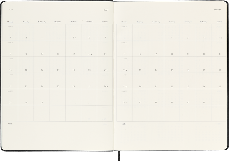 Moleskine Diary 12 Month Weekly + Notes HC XL