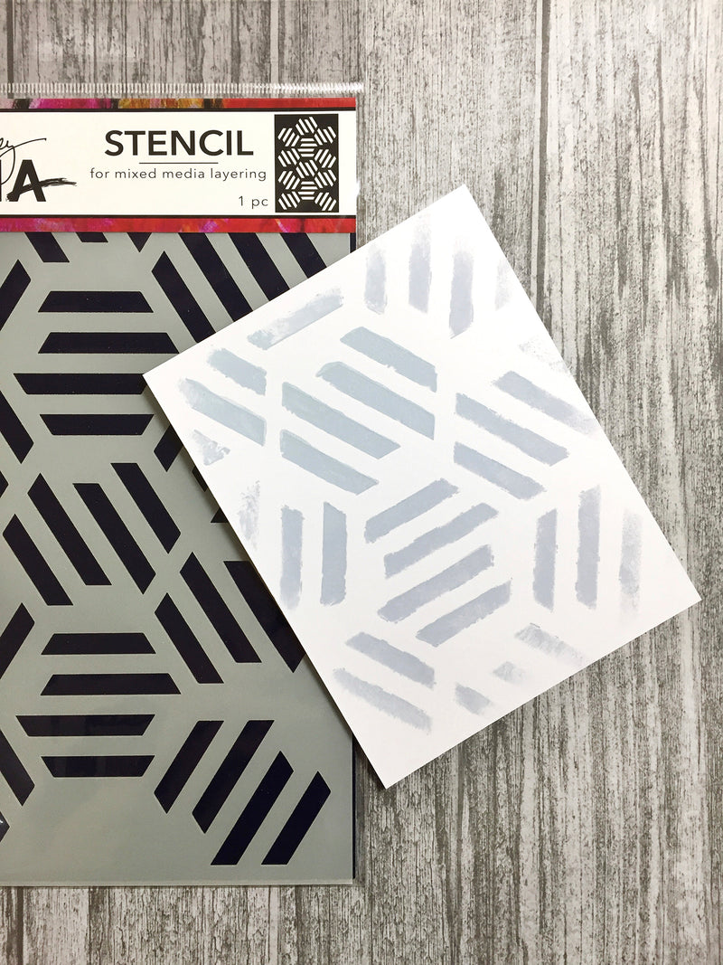 Dina Wakley Media 6" X 9" Stencil Fractured Hexagons