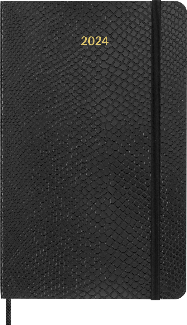 Moleskine Diary 12 Month Weekly + Notes HC Large Precious + Ethical Boa Texture#Colour_BLACK