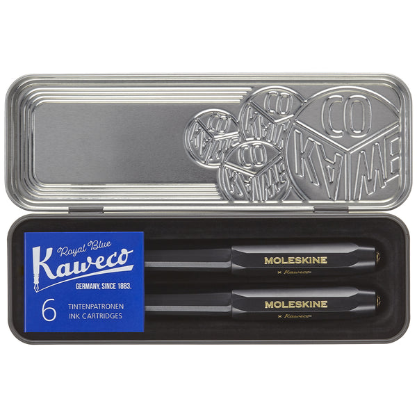 Moleskine Kaweco Ballpoint + Fountain Pen Set#Colour_BLACK