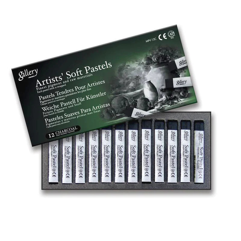 Mungyo Gallery Artists' Soft Pastels Set of 12 Charcoals