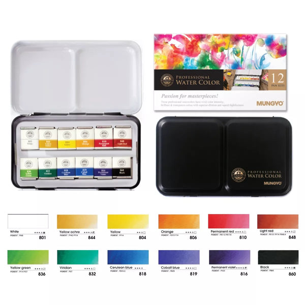 Mungyo Watercolour 12 Half Pan Set#colour_ASSORTED