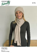 Knitting Pattern N1796 - Womens Hat & Scarf OS 8ply Yarn