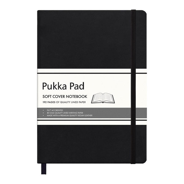 Pukka Soft Cover Lined Black Notebooks#Size_144X210MM