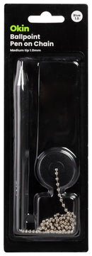 Okin Ballpoint Pen on Chain Blue