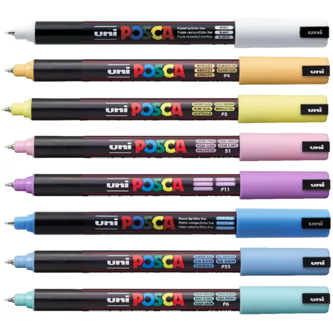 Uni POSCA PC-1MR Metal Tip Acrylic Paint Marker 0.7mm 8 Set