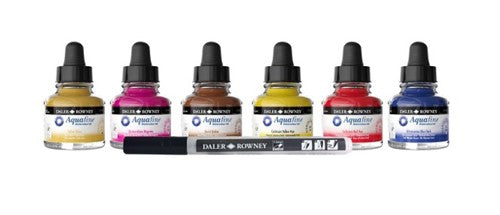 Daler Rowney Aqaufine Watercolour Ink Intro Set 6 X 29.5ml