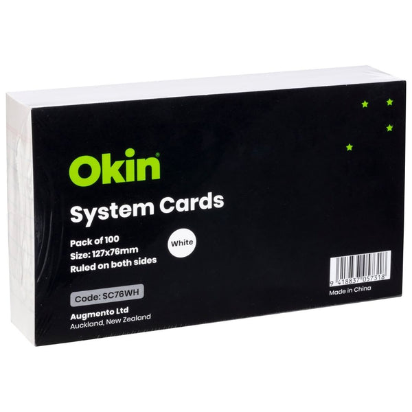 Okin System Cards 76x127mm - Pack Of 100