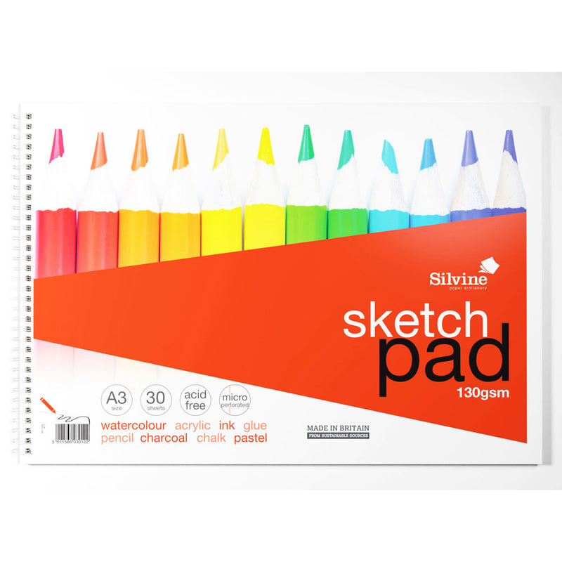 Silvine Twin Wire 130gsm 30 Sheets Sketch Pads