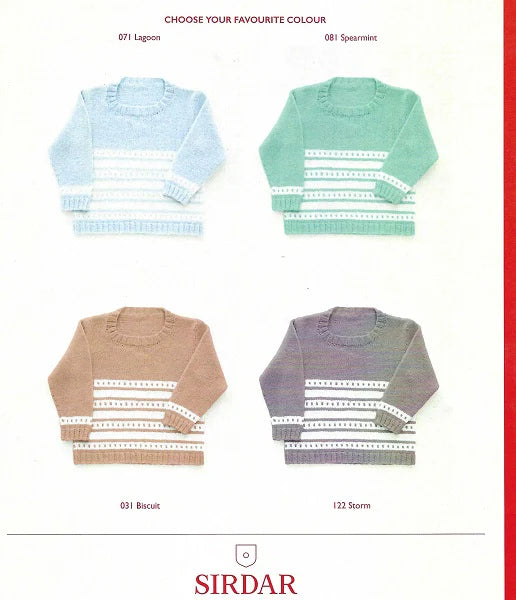 DMC 100% Baby Merino Pattern Leaflet - Kids Striped Cardigan/Jumper
