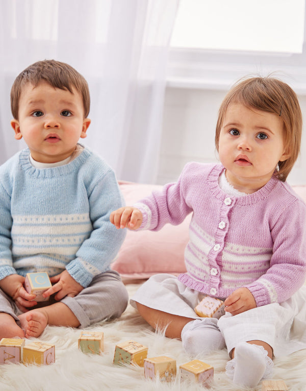 DMC 100% Baby Merino Pattern Leaflet - Kids Striped Cardigan/Jumper
