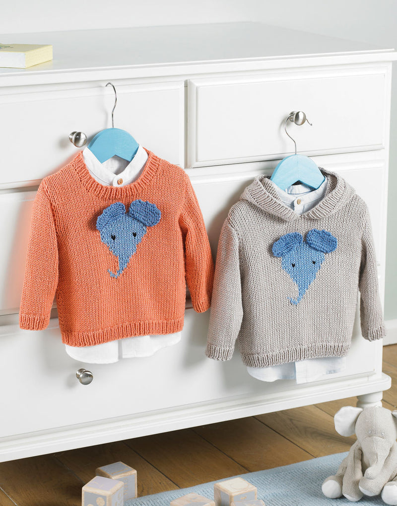 DMC Angel Bamboo Pattern Leaflet - Baby Boys Elephant Sweaters
