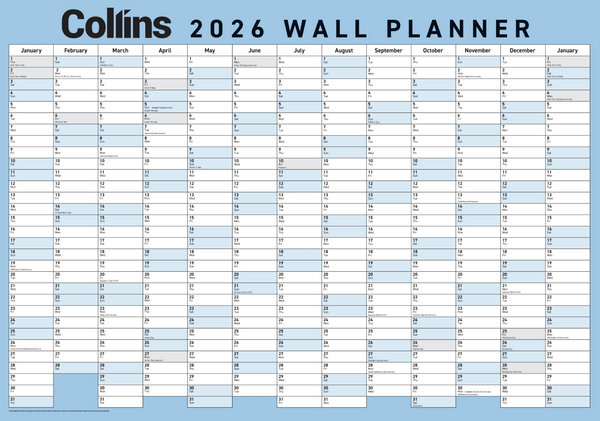 Collins Wallplanner Large Laminated 700X990MM Even Year