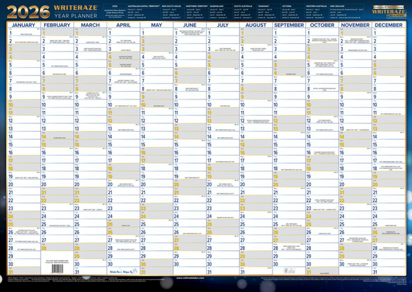 Writeraze Wallplanners Laminated 2026#Size_500X700MM