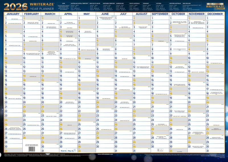 Writeraze Wallplanners Laminated 2026
