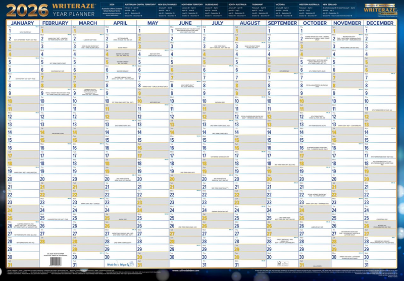 Writeraze Wallplanners Laminated 2026