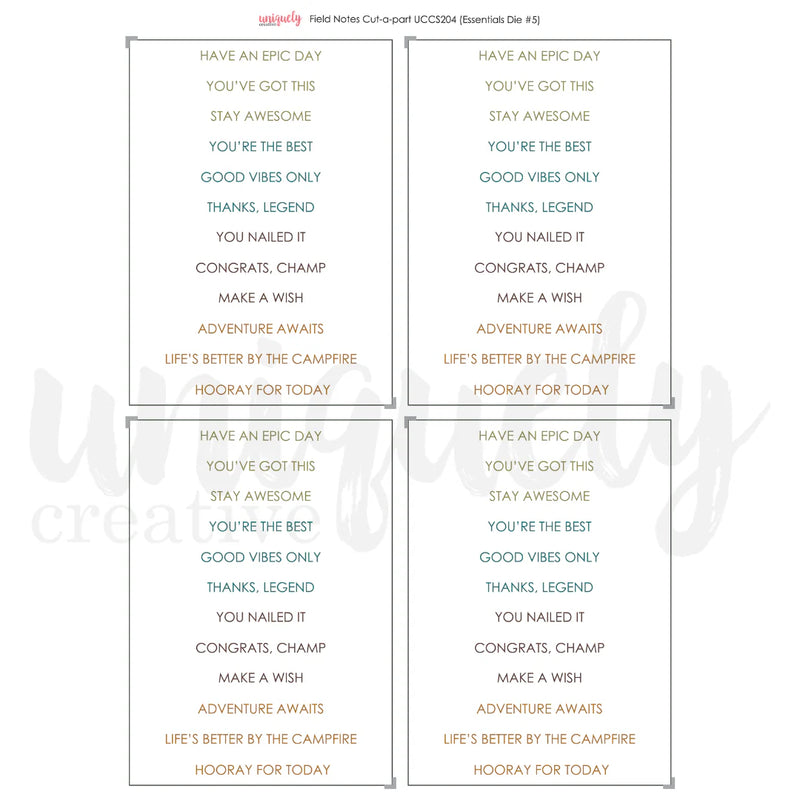 Uniquely Creative Field Notes Mini Cut-A-Part Sheet 