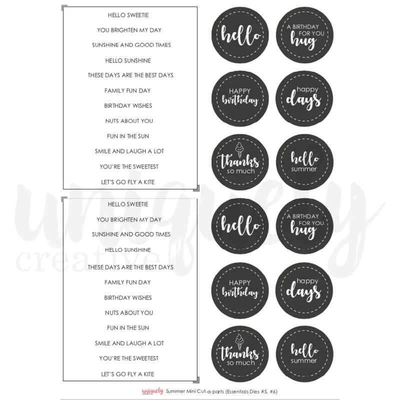 Uniquely Creative Summer Mini Cut-A-Part Sheet