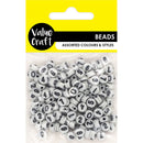 Value Craft Numerical Round Beads White with Black Print 20g