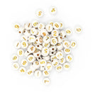 Value Craft Numerical Round Beads White with Gold Print 20g