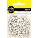 Value Craft Numerical Round Beads White with Gold Print 20g