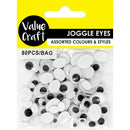 Value Craft Assorted Oval Joggle Eyes 80 Pieces