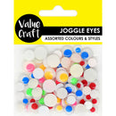 Value Craft Assorted Fluoro Joggle Eyes 80 Pieces
