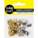 Value Craft 45mm Metallic Bow Embellishments 4 Pieces