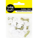 Value Craft White Grub Roses Embellishments Pack of 16
