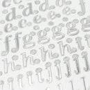 Value Craft Stickers Glitter Lowercase Alphabet Silver