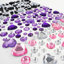 Value Craft Adhesive Purple & Silver Heart Rhinestones