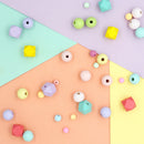 Value Craft 15mm Pastel Wooden Round Beads 18 Pieces