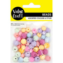 Value Craft Round Wood Beads Pastel 60 Pieces