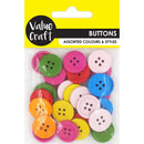 Value Craft 20mm Multicolour Wood Buttons 20g