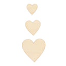 Value Craft Wooden Hearts Natural Assorted Sizes Pack of 60