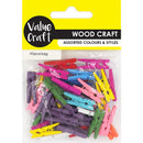 Value Craft Wooden Pegs Multicolour Set of 40