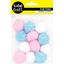 Value Craft 50mm Pastel Pom Poms 12 Pieces