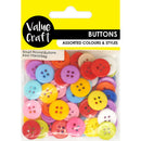 Value Craft 15mm Multicolour Plastic Buttons 70 Pieces