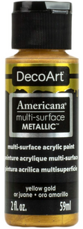 Decoart Americana Multi-Surface Metallic Paints 59ml#Colour_YELLOW GOLD