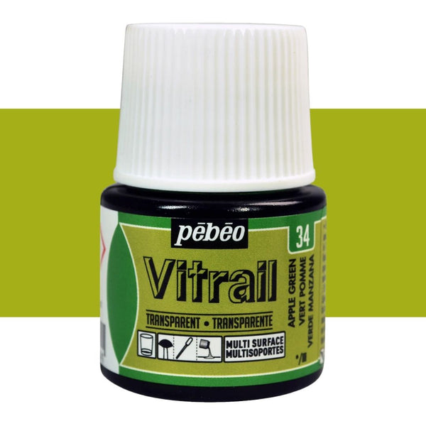Pebeo Vitrail Transparent Paints 45ml#Colour_APPLE GREEN