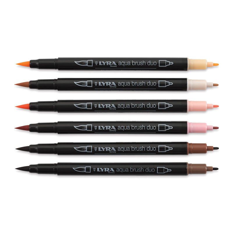 Lyra Aqua Dual Brush Markers Skin Tones Set of 6