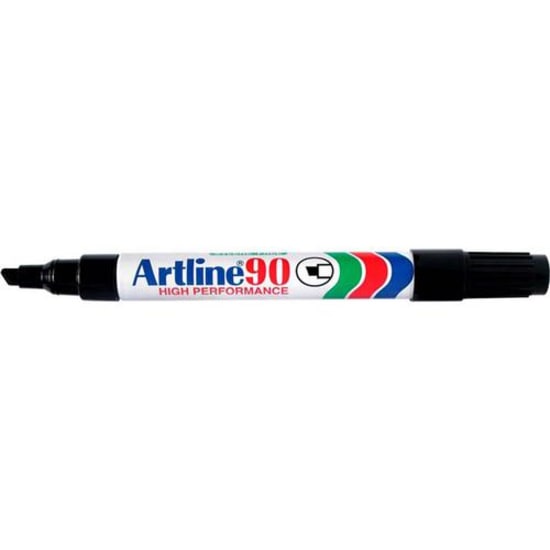 artline 90 permanent marker 5mm chisel nib box of 12#Colour_BLACK