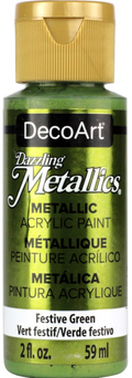 Decoart Dazzling Metallics Paint 2oz 59ml#Colour_FESTIVE GREEN