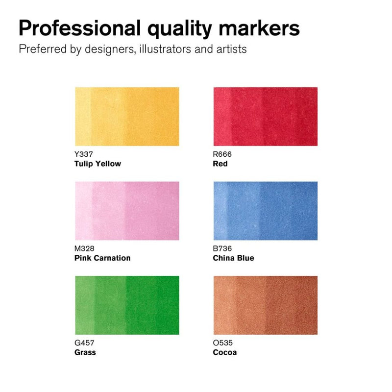 Winsor & Newton Promarker Set Of 6 Mid Tones