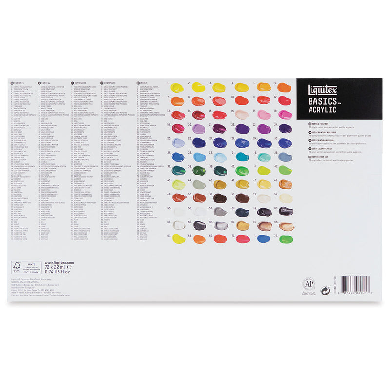  Liquitex Basics Acrylic Paints 22ml - Set of 72