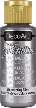 Decoart Dazzling Metallics Paint 2oz 59ml#Colour_SHIMMERING SILVER
